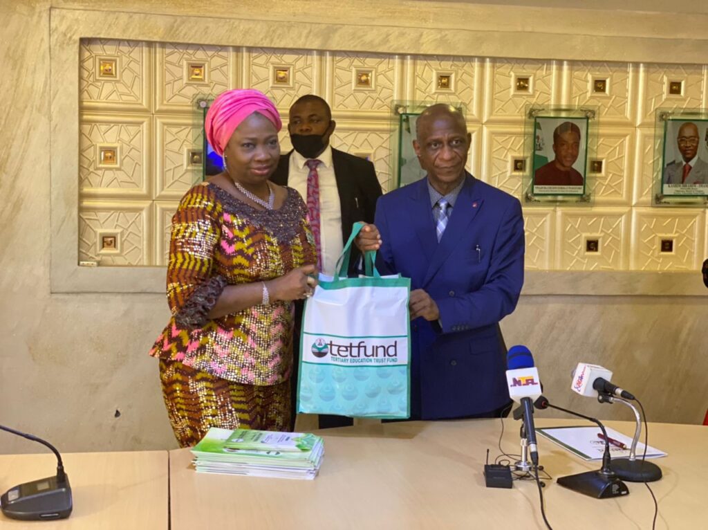 NiDCOM, led by Hon. Abike Dabiri-Erewa, the Chairman/CEO and the Executive Secretary Tetfund, Prof. Suleiman Elias Bogoro, to brainstorm and bridge a gap on Research for Diaspora Management in Nigeria.