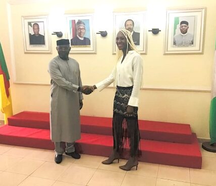 AFCON: GOV. Uzodinma's 1st Diaspora Adviser, Osakwe-Hibbert, Received By General Olonisakin, Nigerian Ambassador To Cameroon