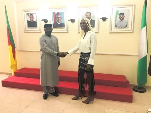 AFCON: GOV. Uzodinma's 1st Diaspora Adviser, Osakwe-Hibbert, Received By General Olonisakin, Nigerian Ambassador To Cameroon