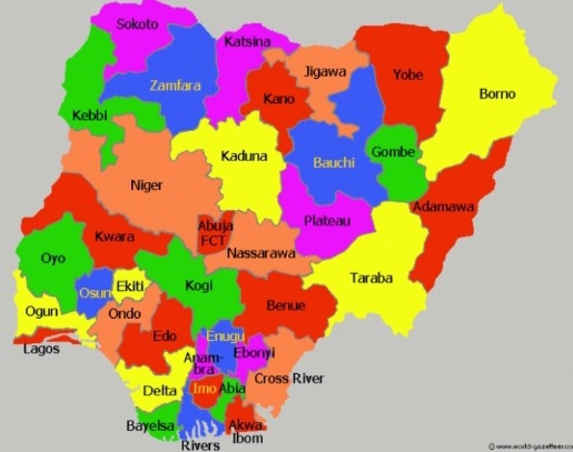 Nigeria map with states