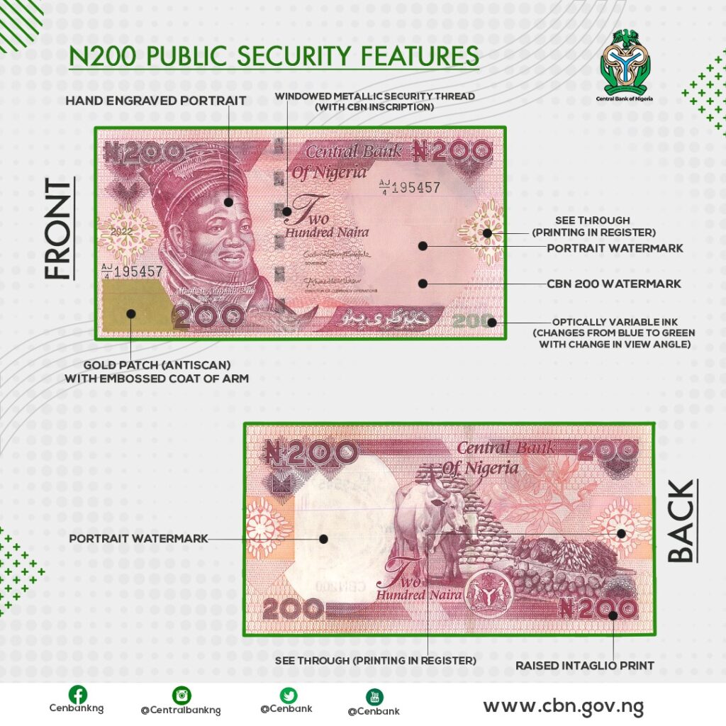 200 naira note security feature
