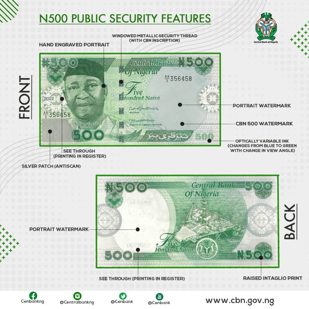 500 naira note security features