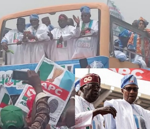 Tinubu, Adamu and Buhari At Lagos APC Mega Rally