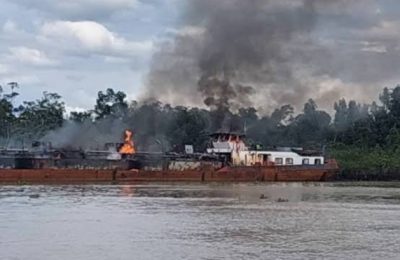 Security Agencies Set Vessel With Stolen Crude Nigerian Oil Ablaze