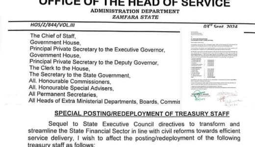 Massive Reshuffling Hit Zamfara Civil Service after Leaked Memo Showing Financing of Terrorism, Banditry