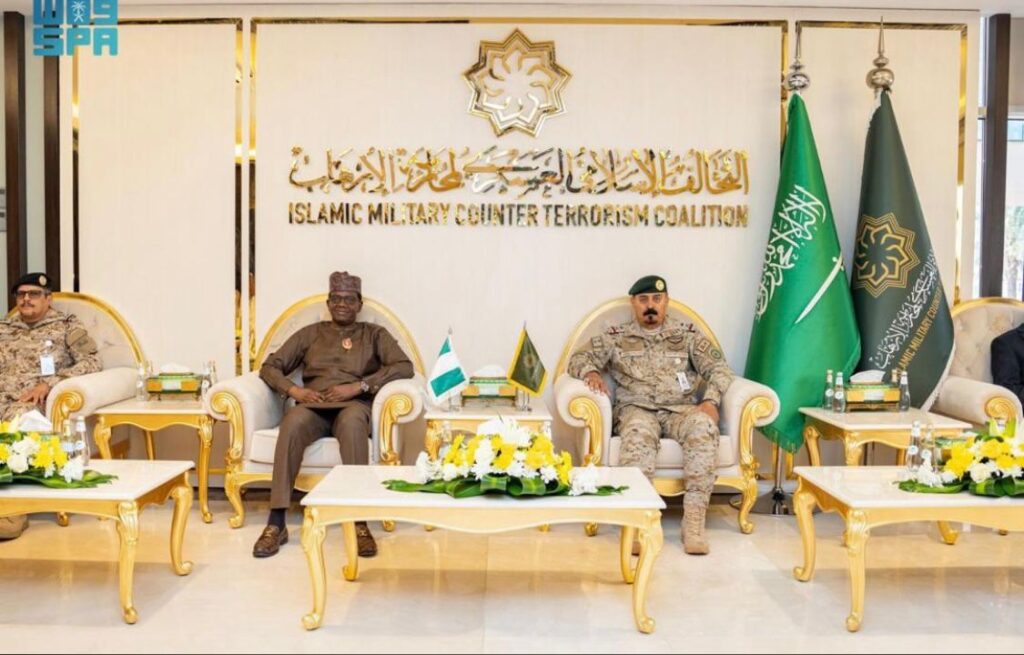 Honourable Minister of State for Defence H.E Dr. Muhammad Bello Matawalle, MON, and the Secretary-General of the Islamic Military Counter Terrorism Coalition (IMCTC) Major-General Mohammed Bin Saeed Al-Moghedi at the IMCTC headquarters in Riyadh, Saudi Arabia, on Monday 18th November 2024