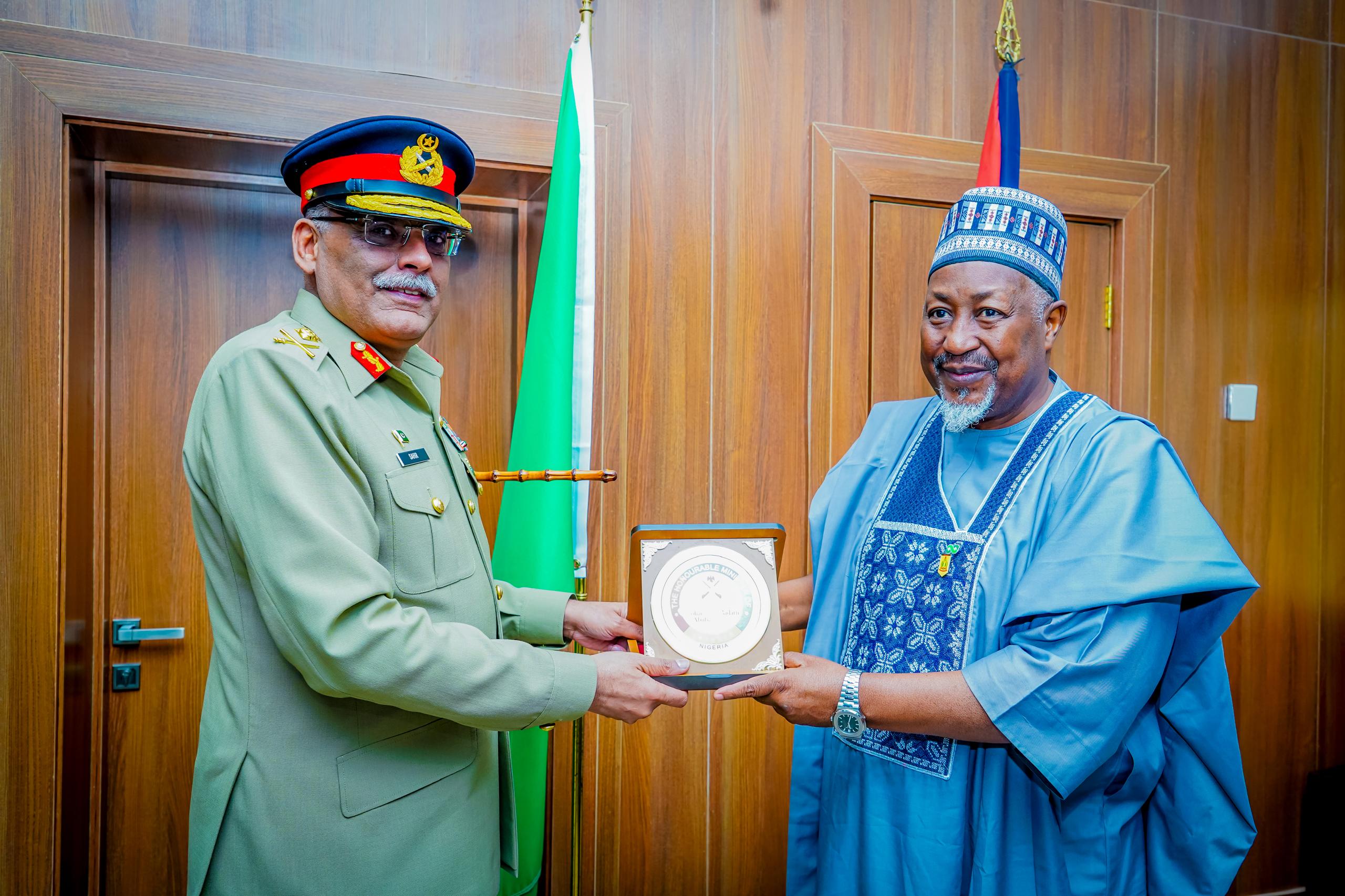 General Shahir Shamsad of Pakistan and Minister of Defence of Nigeria, H.E. Mohammed Badaru Abubakar