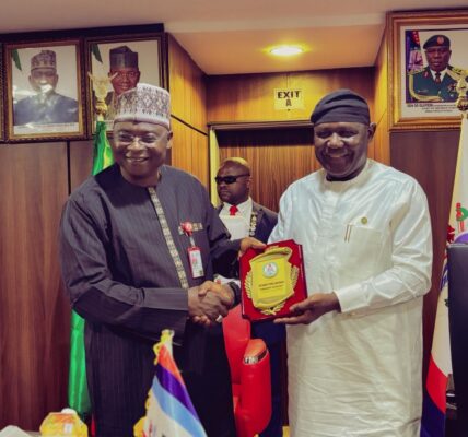 As part of his familiarization tour to agencies under the Ministry of Defence, the Permanent Secretary, Mr. Richard Pheelangwah, visited the leadership of Defence Intelligence Agency (DIA), on Wednesday, 18th March, 2026 in Abuja.