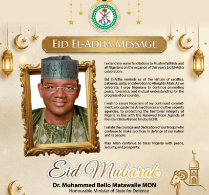The Minister of State for Defence, Mohammed Bello Matawalle, has urged Nigerians to embrace unity, tolerance, and peaceful coexistence as Muslims across the country celebrate the Eid-El-Adha festival.