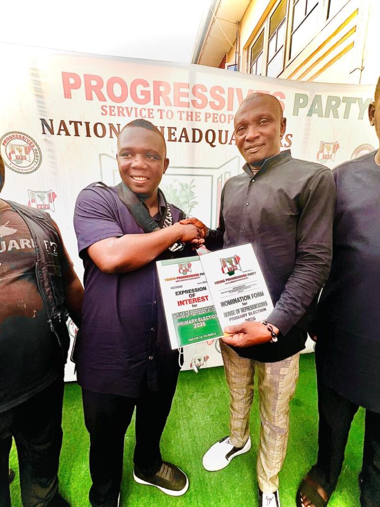 HE Osisiogu poses with his YPP expression of interest and nomination forms 