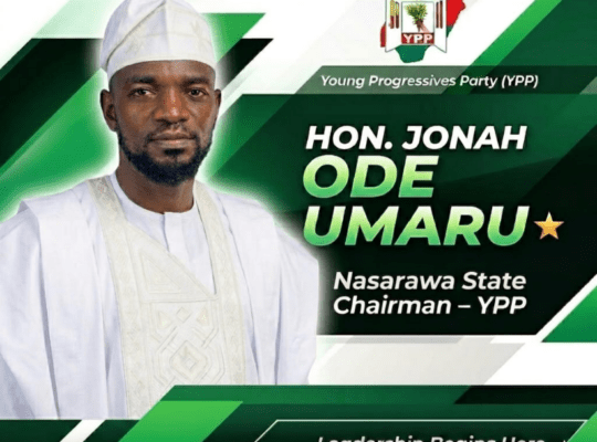 In the evolving political landscape of Nasarawa State, where grassroots engagement increasingly determines political relevance, one name steadily gaining attention is Jonah Ode Umaru, Nasarawa State Chairman of the Young Progressives Party (YPP)