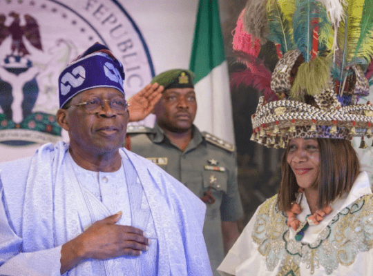 Chief Mrs. Ifeyinwa Arafat Ezenwa, Ijele Nwanyi Igbo Nile, a delegate to the 2014 National Conference, and President Bola Ahmed Tinubu