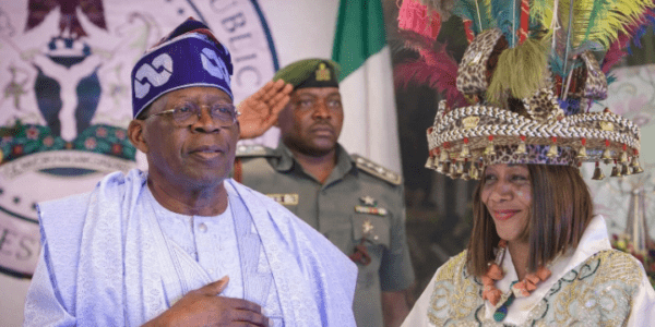 Chief Mrs. Ifeyinwa Arafat Ezenwa, Ijele Nwanyi Igbo Nile, a delegate to the 2014 National Conference, and President Bola Ahmed Tinubu