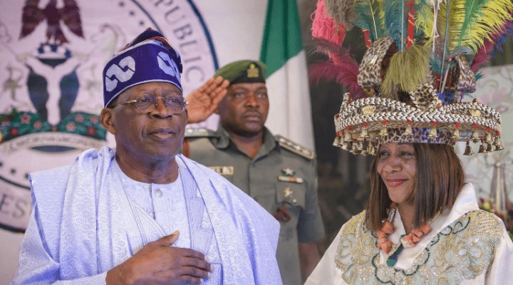 Chief Mrs. Ifeyinwa Arafat Ezenwa, Ijele Nwanyi Igbo Nile, a delegate to the 2014 National Conference, and President Bola Ahmed Tinubu