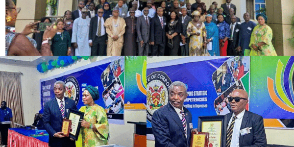 NSIPA Manager Dr Aderemi Adebowale and spokesperson Attari Hope conferred ICAD Fellowship